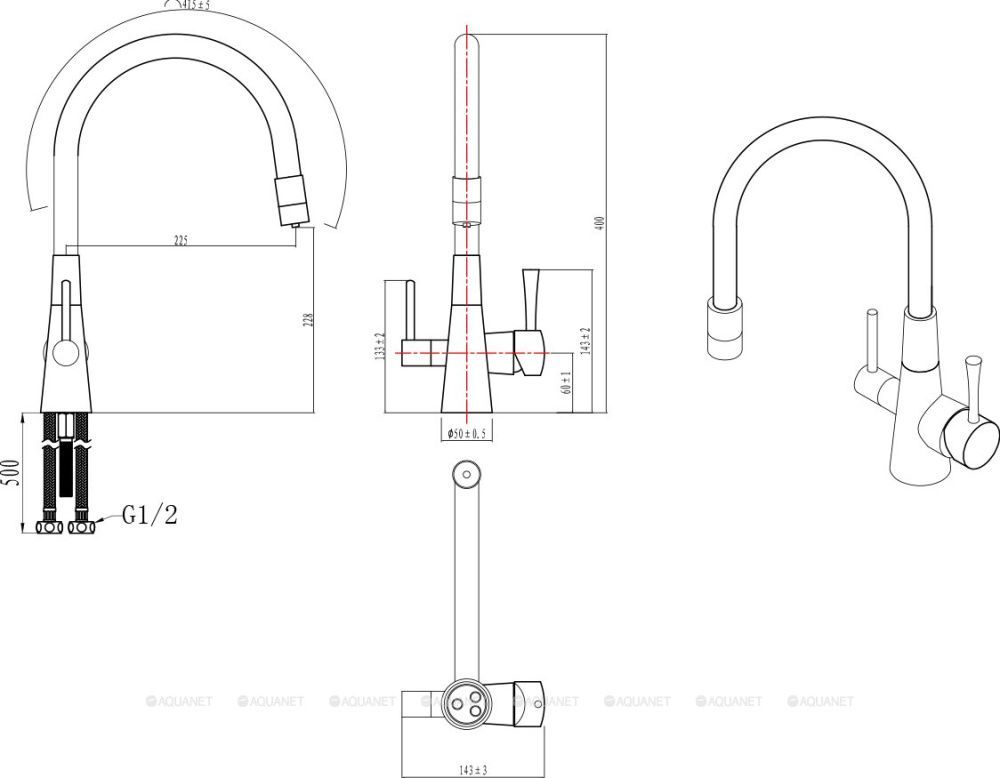 Смеситель для кухни COMFORT с гибким изливом, с подкл к фильтру, черный/бронза, LEMARK