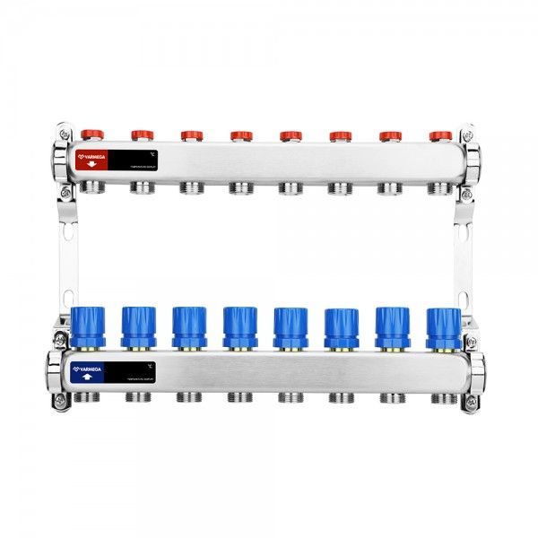 Коллектор с регулирующими и балансировочными клапанами 8 выхода (ВР1", 3/4" EK), нерж сталь Varmega