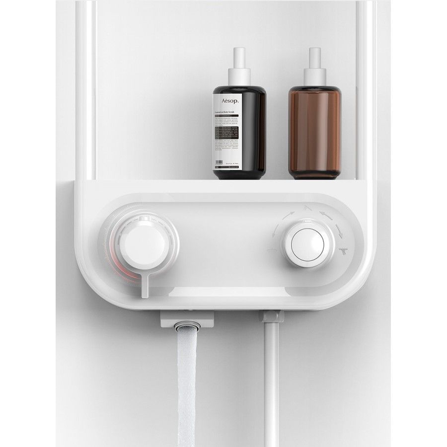 Система душевая с термостатом и изливом, тропический душ 210мм, белый, AQM