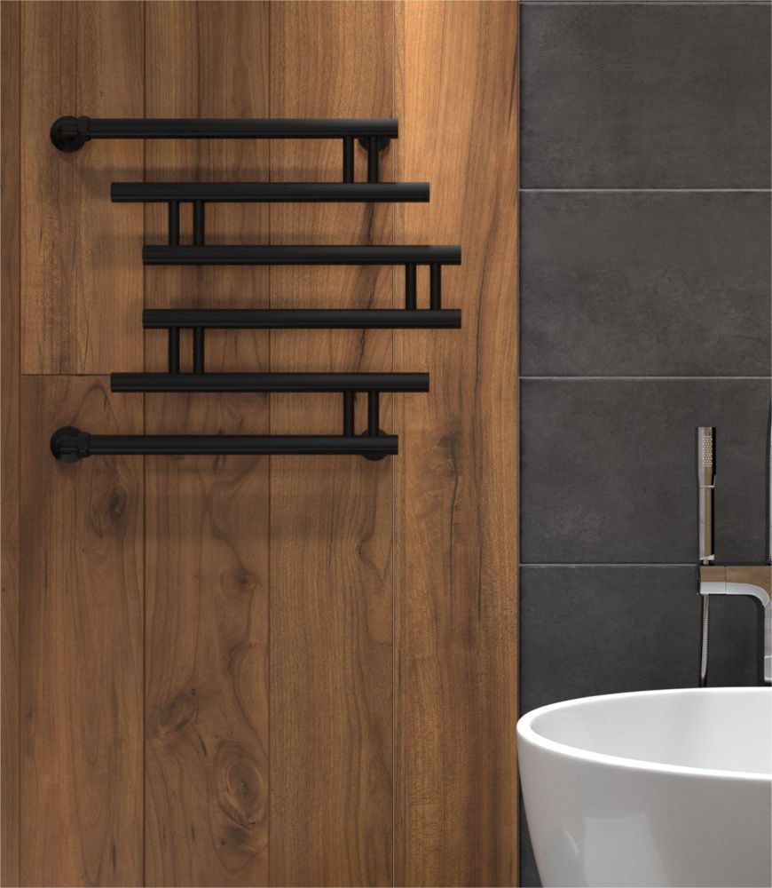 Полотенцесушитель водяной Фокстрот Zip  60/60 с держателем, Черный муар, INDIGO