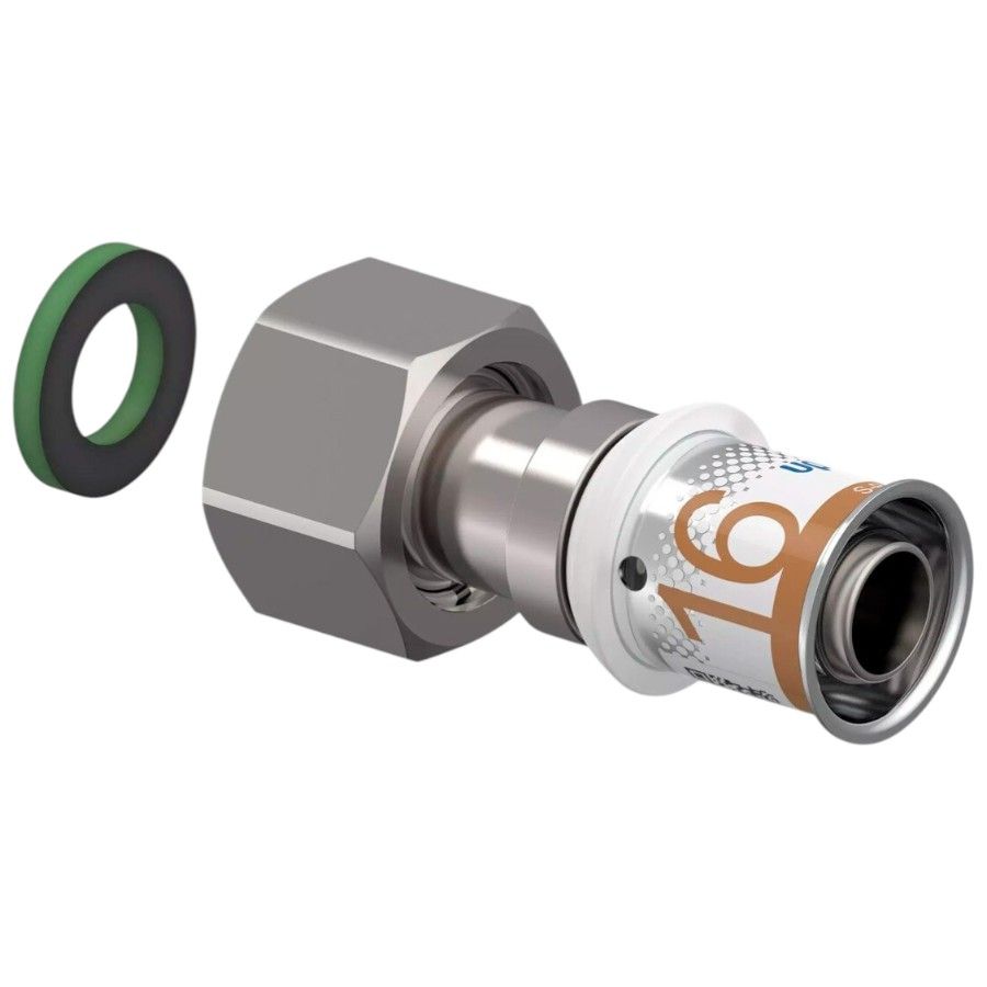 Штуцер UPONOR S-PRESS PLUS с накидной гайкой 16-1/2"НГ латунный