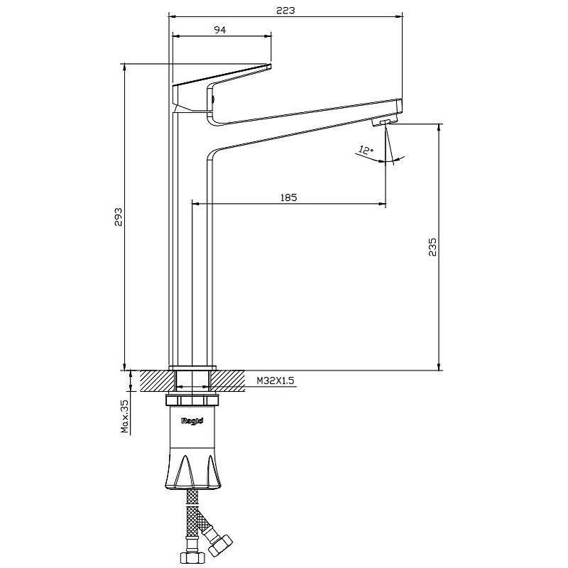 Смеситель для раковины R30 высокий черный матовый RAGLO