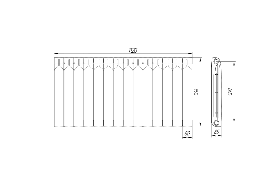 Радиатор биметаллический Bilux pluse-R 500 (175 Вт) 14 секций