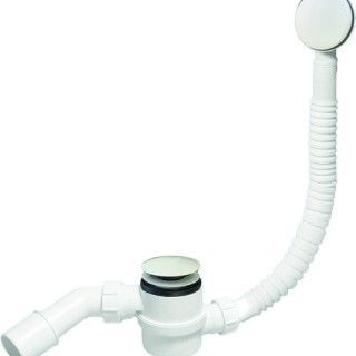 Сифон бутыл. белый (1 1/2"х40мм)перелив.L380-700хD34мм, н/ж реш. 70мм, пробка, вых. 40/50мм McAlpine