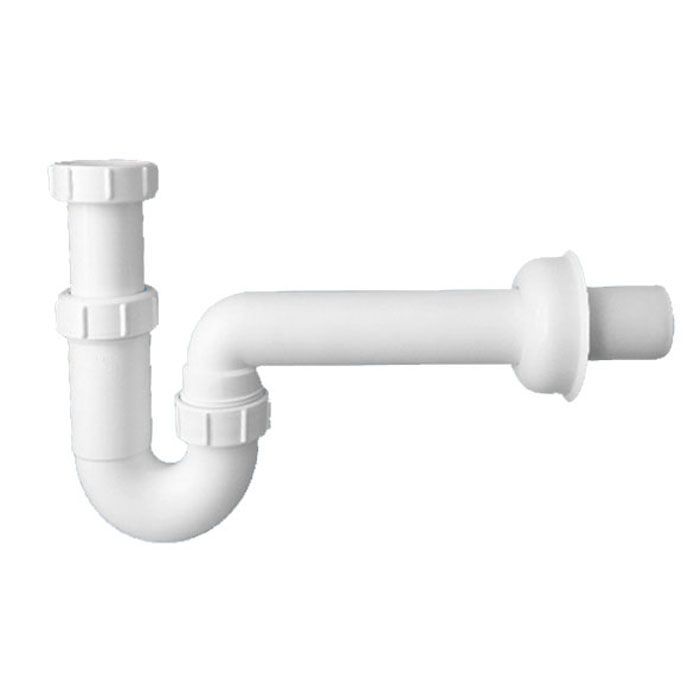 Сифон трубный P-образный (1 1/2"х40мм) без выпуска с отраж. и отводной трубой DN40, вых.40 McAlpine