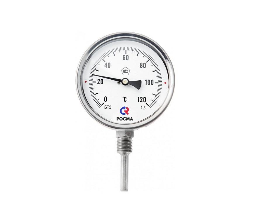 Термометр биметаллический БT-52.211, 100мм (0...+120С) G1/2", L300, кл.т.1,5, радиальный