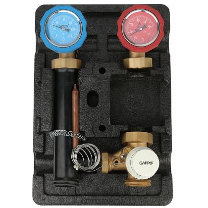 Насосная группа с термостатическим смесительным клапаном 1" без насоса в теплоизоляции Gappo