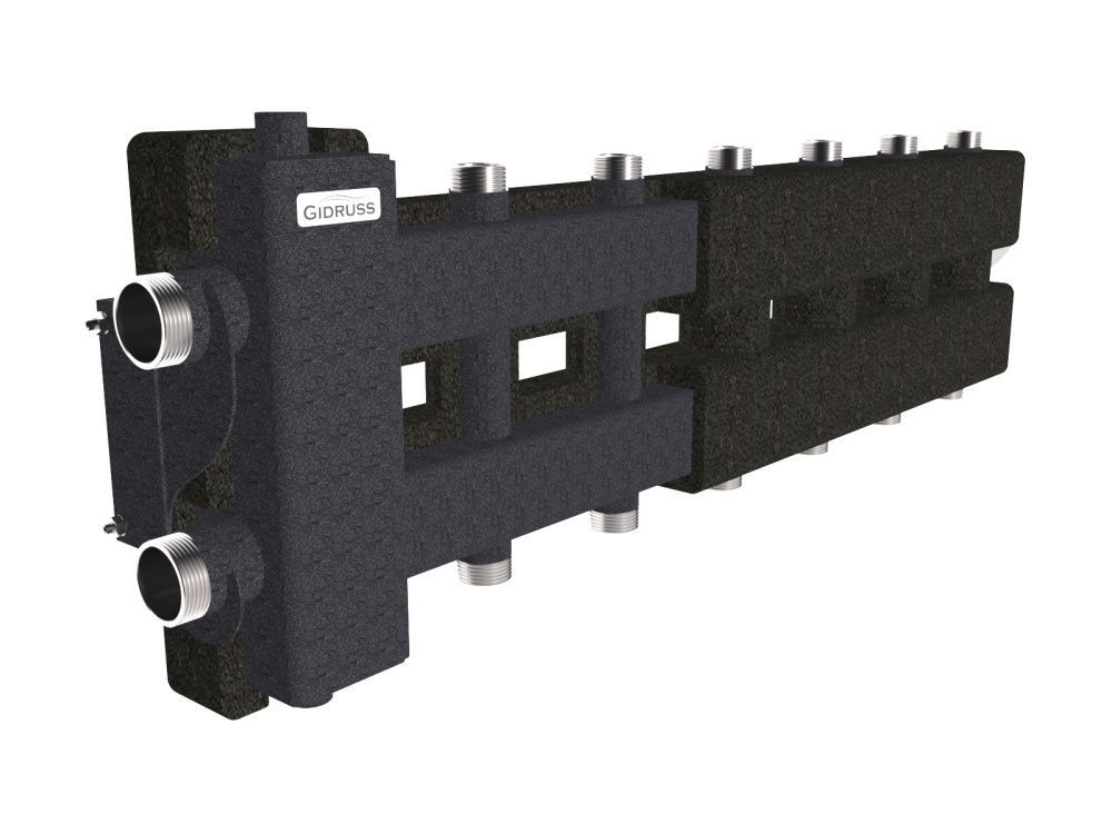 Балансировочный коллектор BM-80-7DU.EPP (до 80кВт, подкл.котла G11/4", 3+3 контура G 1", б. к.G11/4"