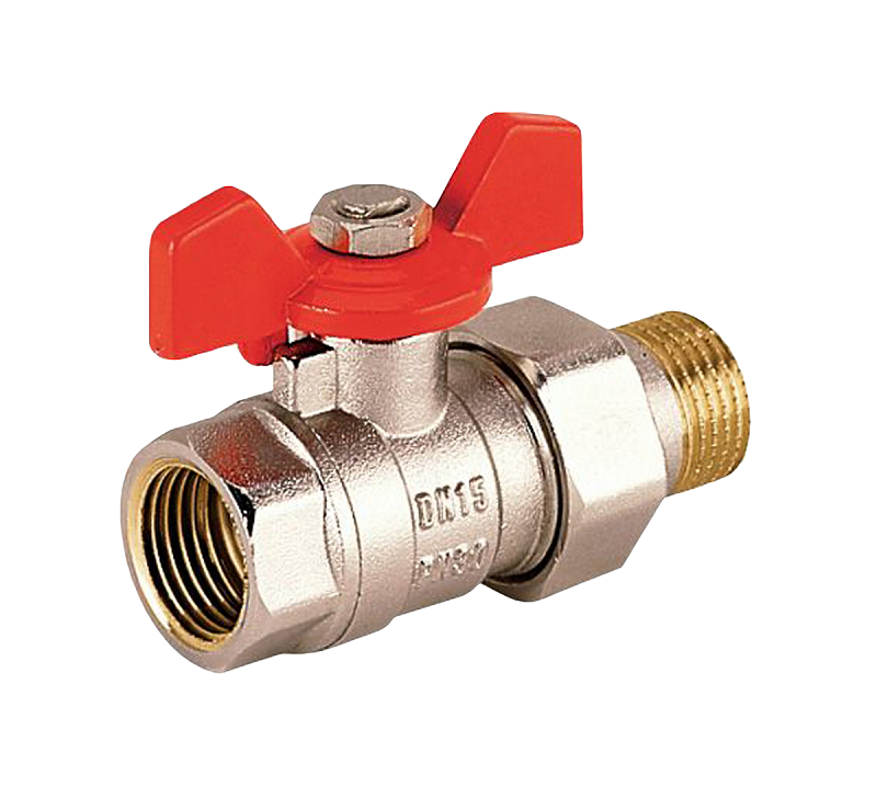 Тип 35.562 Шаровой кран/воды с накидкой гайкой DN20, PN16, Тмах=110гр, полнопр, хром., внут. р., бабочка