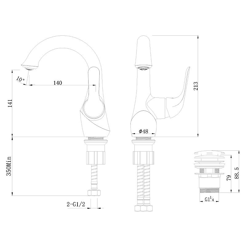 Смеситель для умывальника SWAN, монолитный, черный/золото, LEMARK