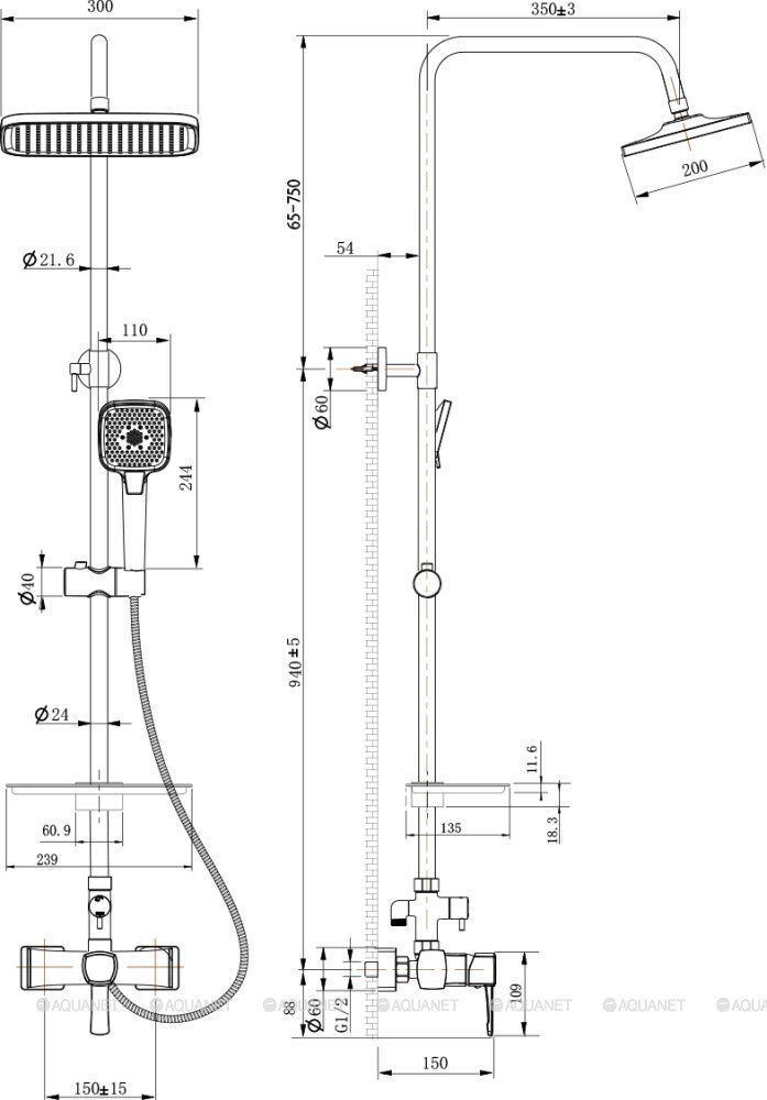 Стойка для душа EVITTA хром LEMARK