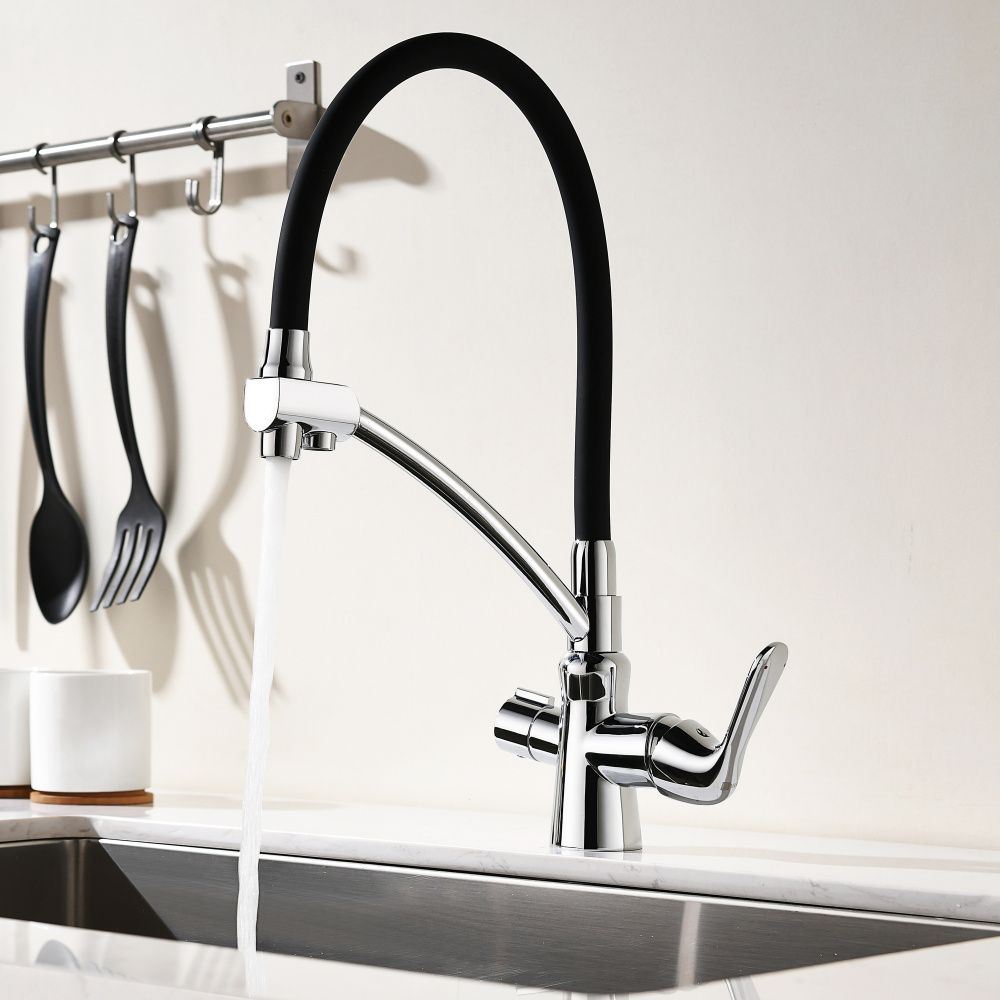 Смеситель для кухни COMFORT, с подключ. к фильтру, хром/черный, LEMARK