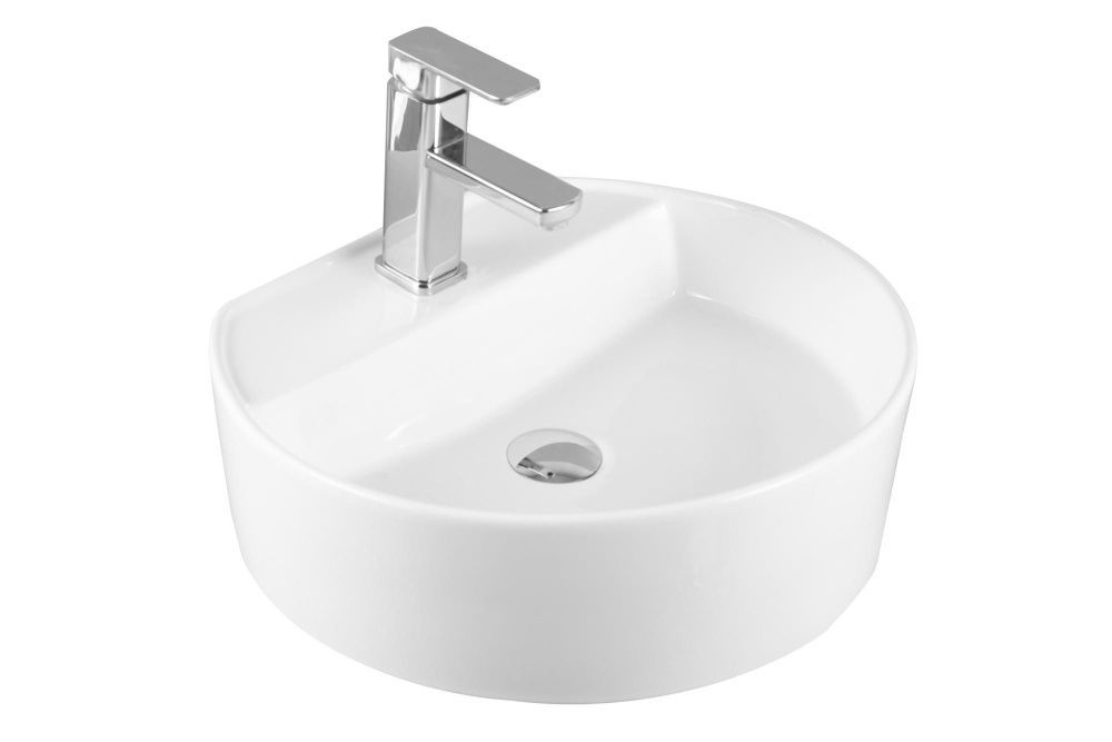 Раковина накладная круглая GLACE (480*430*150), без перелива, белый глянец, MILLEAU