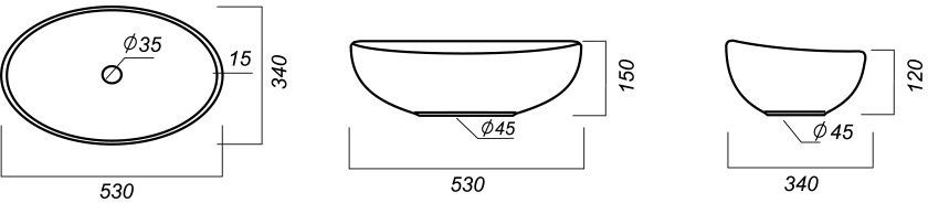 Раковина накладная RINGO Cut 53*34*15 для столешницы и мебельной тумбы, SANITA LUXE