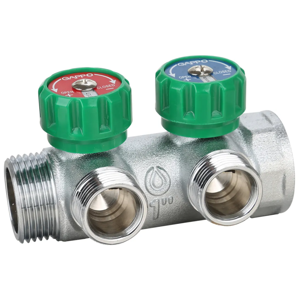 Коллектор регулирующий 1" ВН  2 вых. 3/4" НР, евроконус Gappo