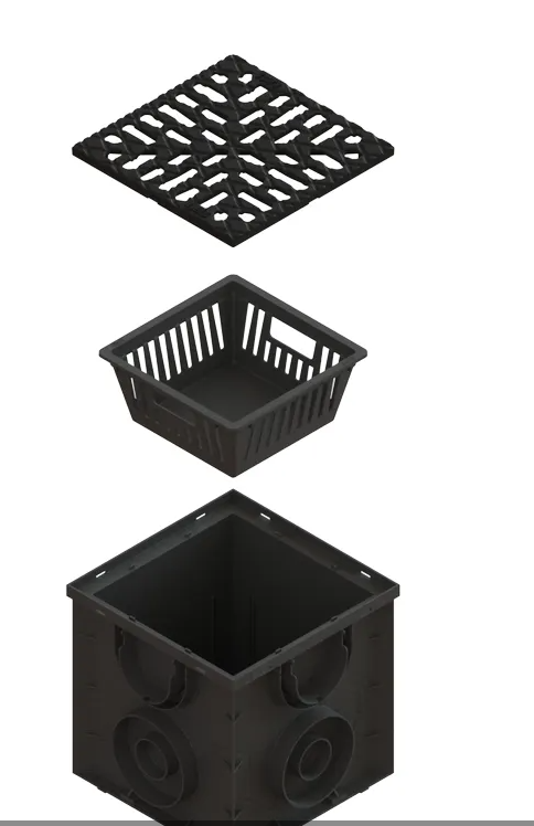 Дождеприемник S'park ДП-25.25-ПП пластиковый решеткой щелевой чугунной  ВЧ и корзиной  (к-т)