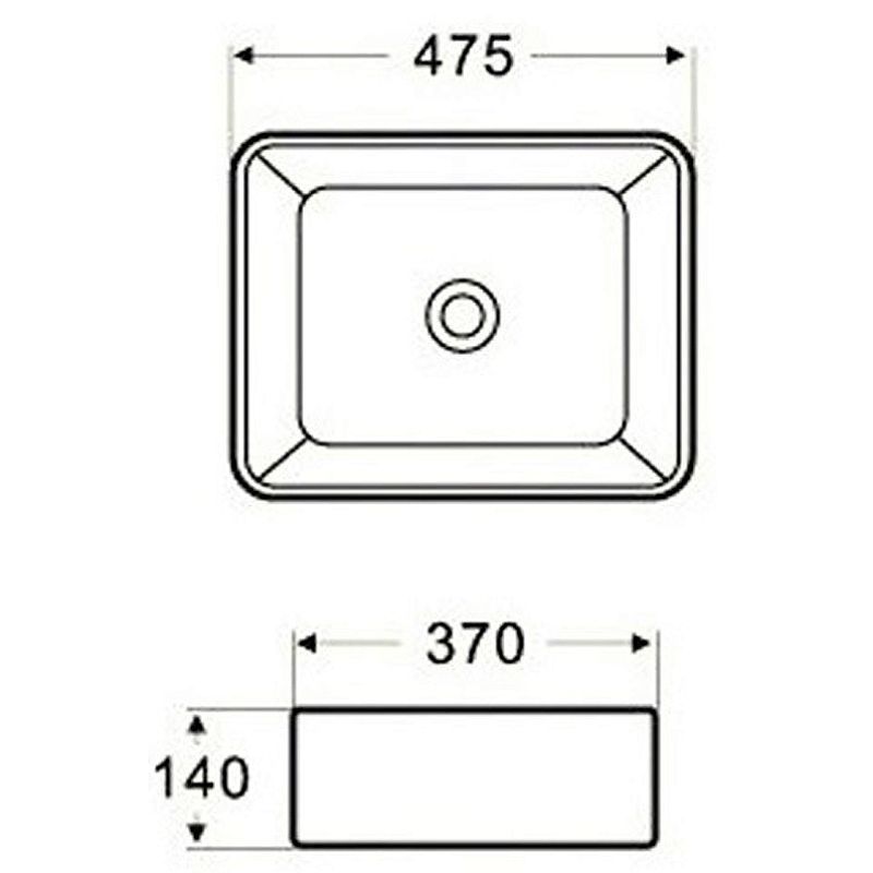Раковина накладная 475*370*140 белая AZARIO