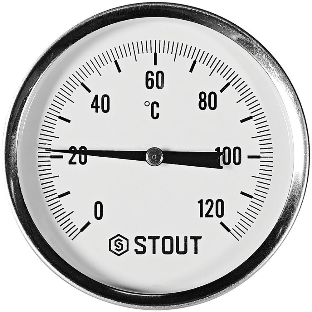 Термометр биметаллический осевой с погружной гильзой. Корпус Dn 80 мм, гильза 50 мм 1/2 , 0...120°С