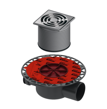 Комплект точечного трапа (гор.сифон DN100+решетка100*100 в стальной раме) без сетки для волос и опор)ТЕСЕ