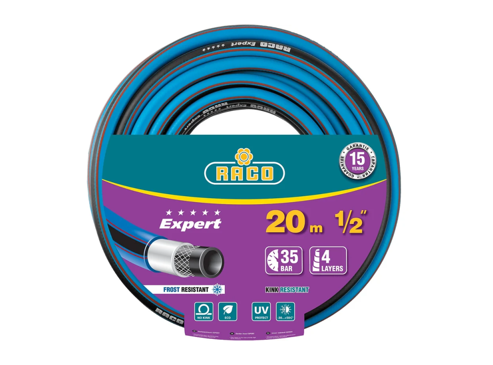 Шланг поливочный четырёхслойный, армированный, RACO EXPERT, 1/2", 20 м, 35 атм
