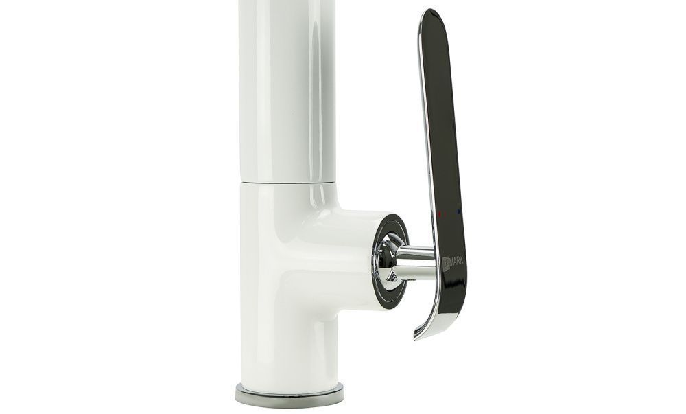 Смеситель для кухни MELANGE, с высоким поворотным изливом, хром/белый, LEMARK