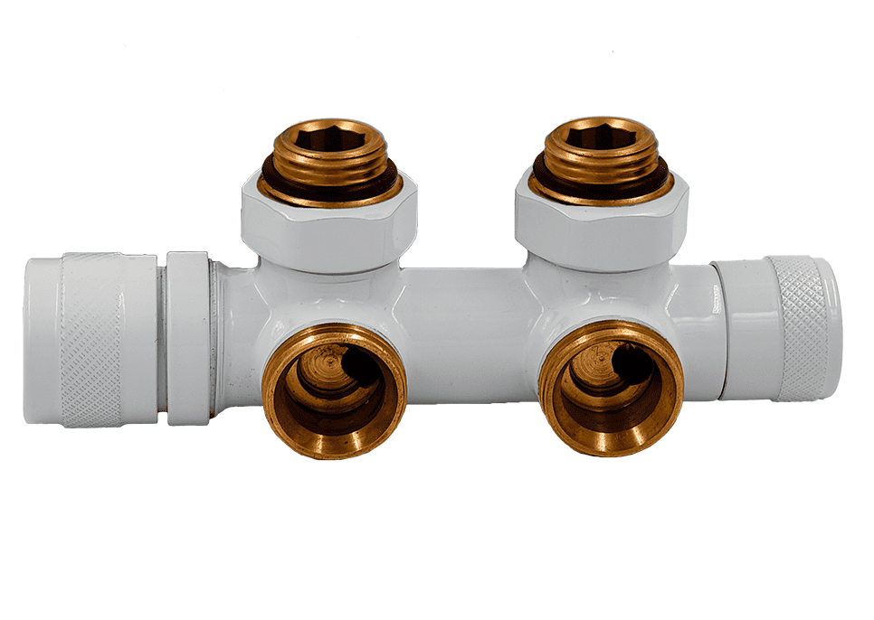 Узел нижнего подключения термостат. "Lunar" угловой правый 1/2"х3/4"Е, Белый, Primoclima Armature