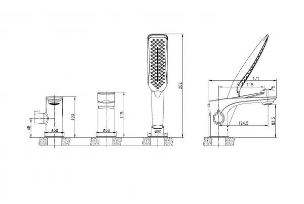 Смеситель для ванны Allegro с аксессуарами, хром/белый, Lemark