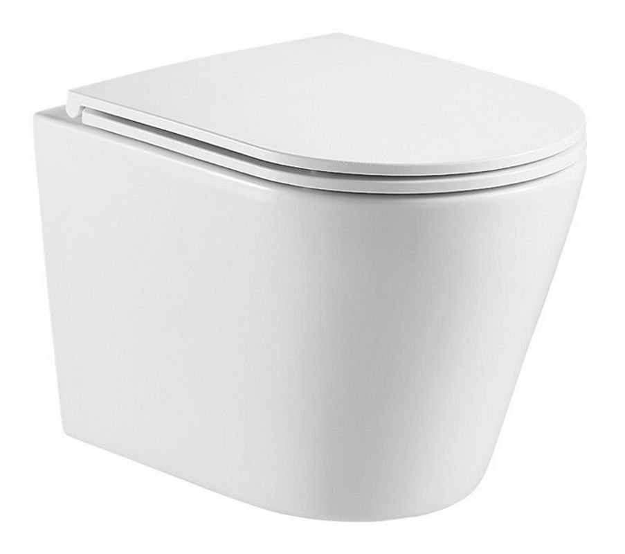 Унитаз подвесной безободковый TERAMO (округлый) "Торнадо", антивсплеск, сидение микролифт AZARIO