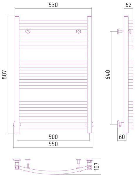 Полотенцесушитель водяной Аркус 800х500 мм, Сунержа