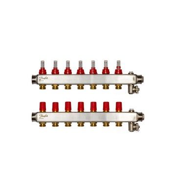 Коллекторы SSM-07F с расходомерами, 7 контуров,  нерж. 