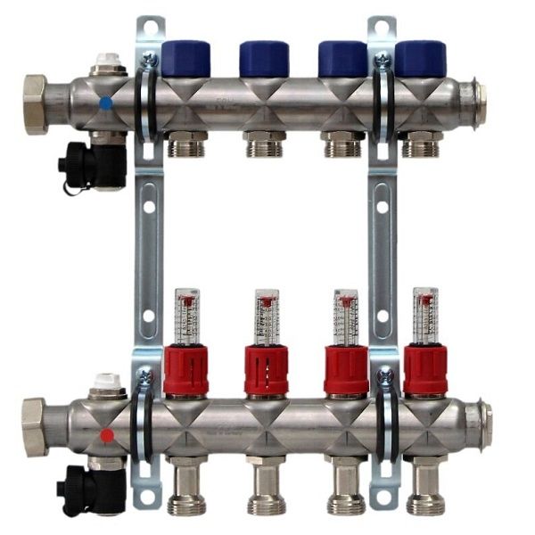Коллектор с расходомерами на  4 выхода 3/4" евроконус  FRAENKISCHE
