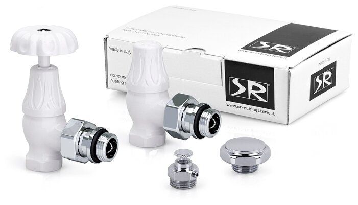 Комплект вентилей 1/2"  угловой (без трубок), Белый серия "Old Style"