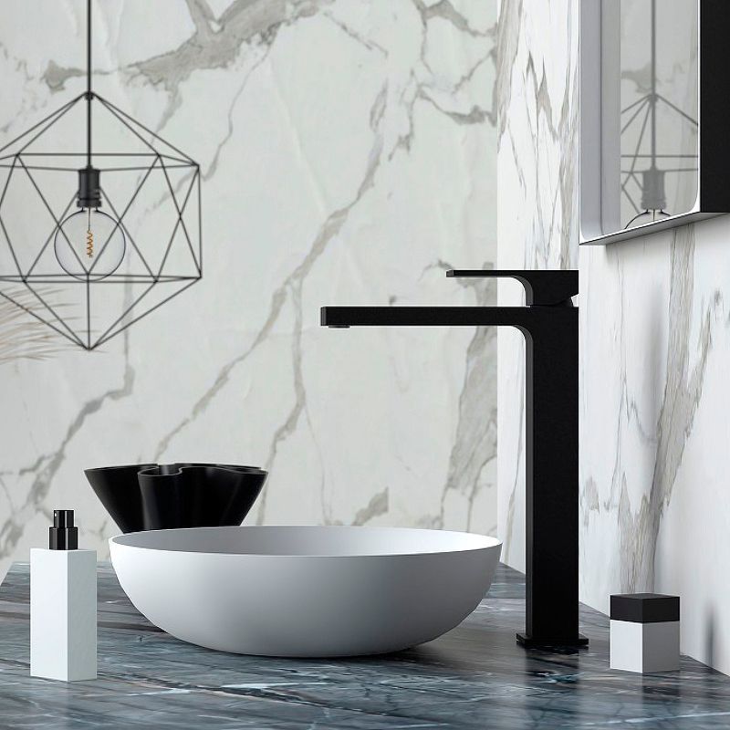 Смеситель для раковины Absolute высокий, чёрный матовый, Remer, в наличии