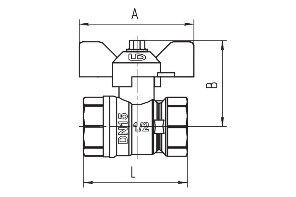 Кран шаровой ВВ  1" (бабочка)  LD