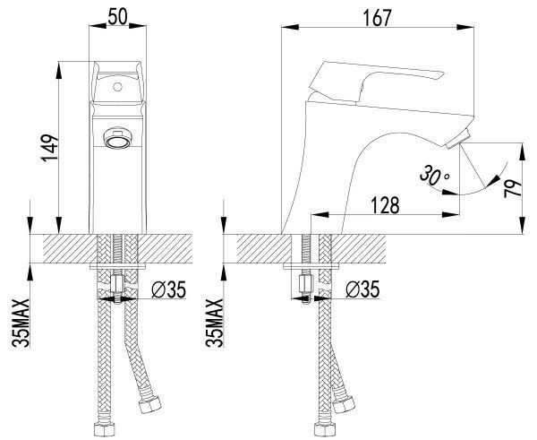 Смеситель для умывальника UNIT, монолитный, хром, LEMARK