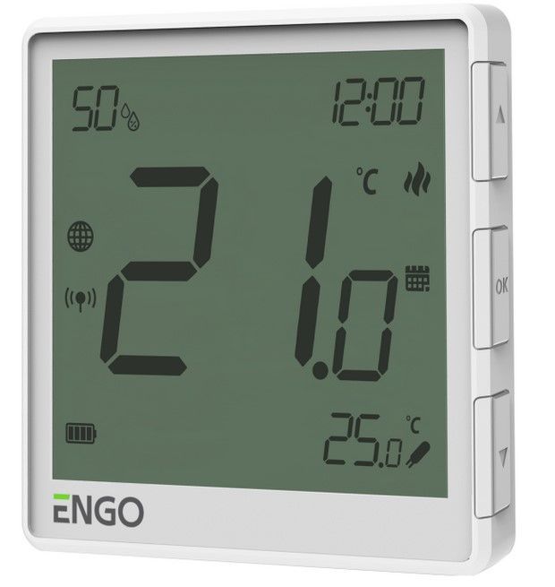 Терморегулятор беспроводной, белый, с модулем Zigbee, с аккумулятором, ENGO
