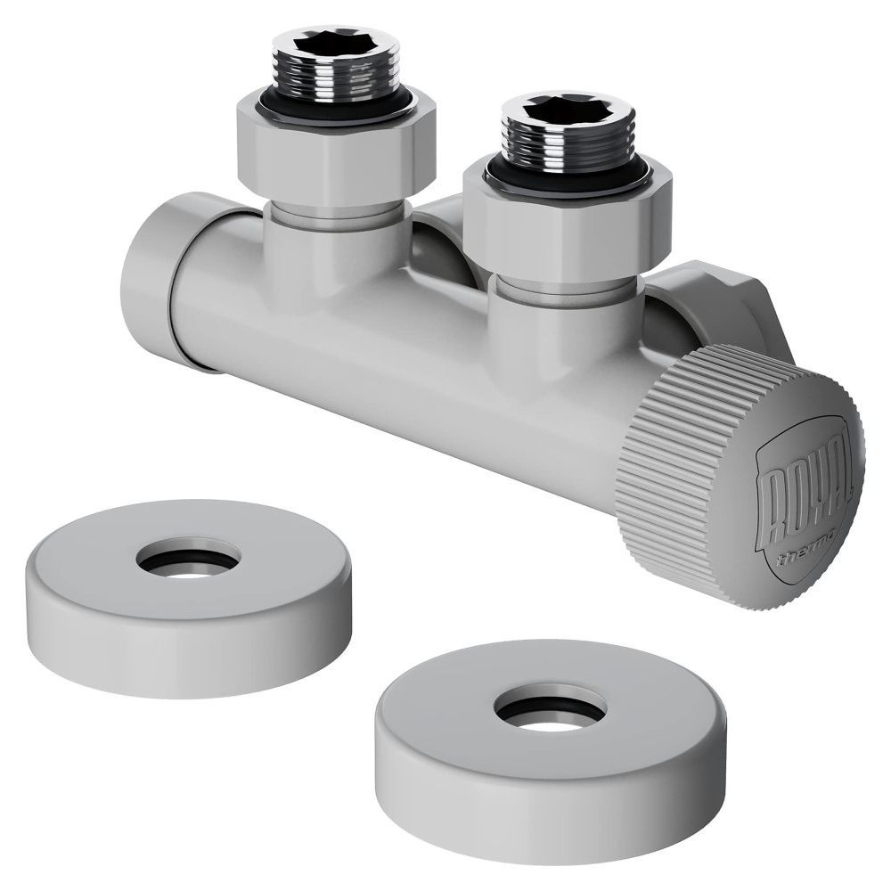 Узел нижнего подключения термостатический угловой Design Pro 15мм М30х1,5 (Белый), Royal Thermo