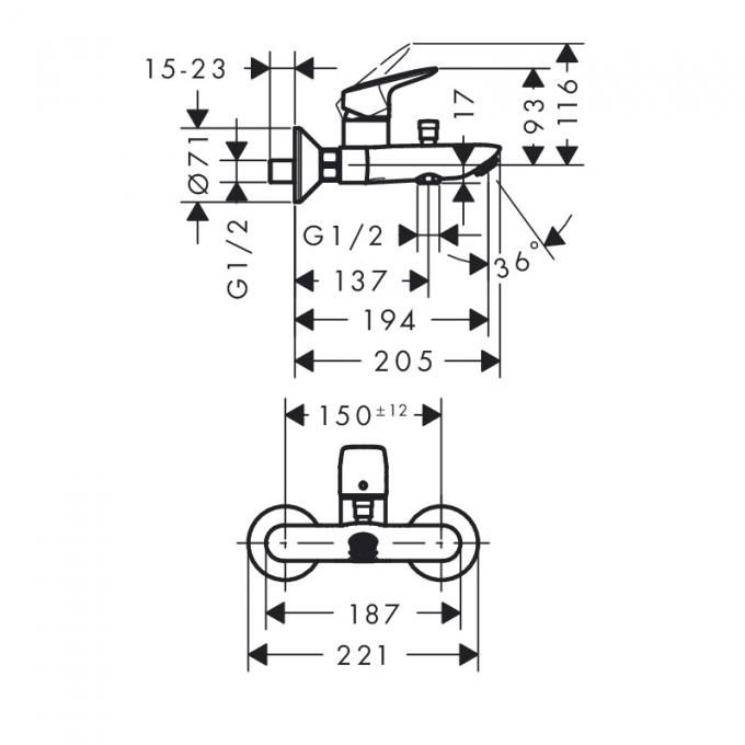 Смеситель для ванны Logis, HANSGROHE