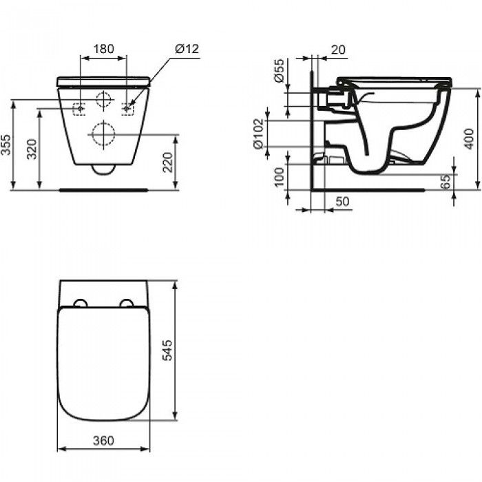 Унитаз подвесной i.life B, с сиденьем и крышкой IDEAL STANDARD