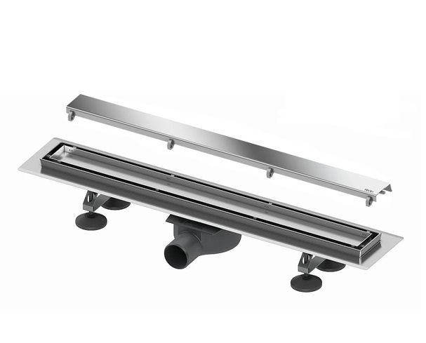 Комплект для монтажа дренажного канала 700мм, с лотком tile и решеткой steel, с мембраной,  TECE