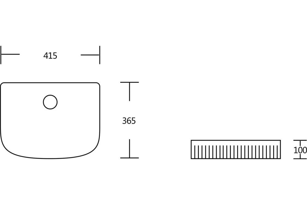 Раковина накладная без перелива, белый глянец, ребристый край, MILLEAU