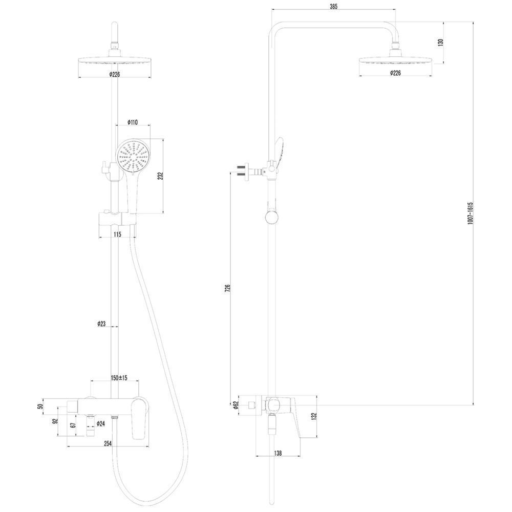 Стойка для душа BRONX (с маленьким изливом) графит LEMARK
