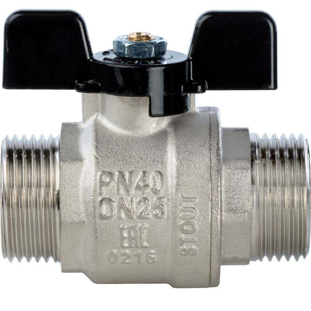 Кран шаровой полнопроходной  НН 1" (бабочка) STOUT (гост)