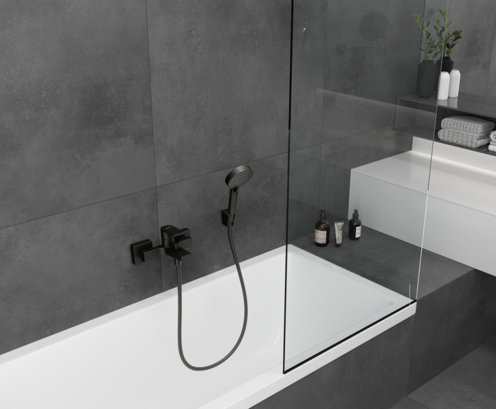 Смеситель д/ван. Vernis Shape BM, однорычажный,черный матовый HANSGROHE