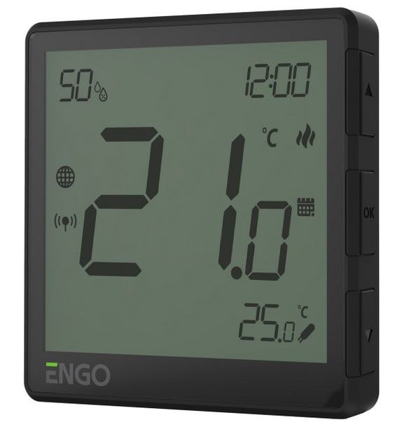 Терморегулятор универсальный , черный с модулем Zigbee, 230, со встроенным датчиком влажн.ENGO