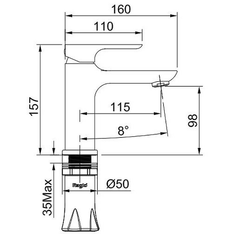 Смеситель для раковины R03 черный RAGLO