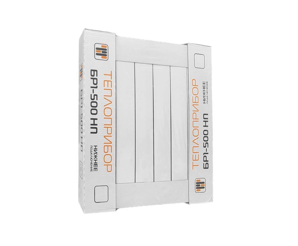 Радиатор биметаллический 500/90 мм 6 секций нижнее подключение справа Теплоприбор