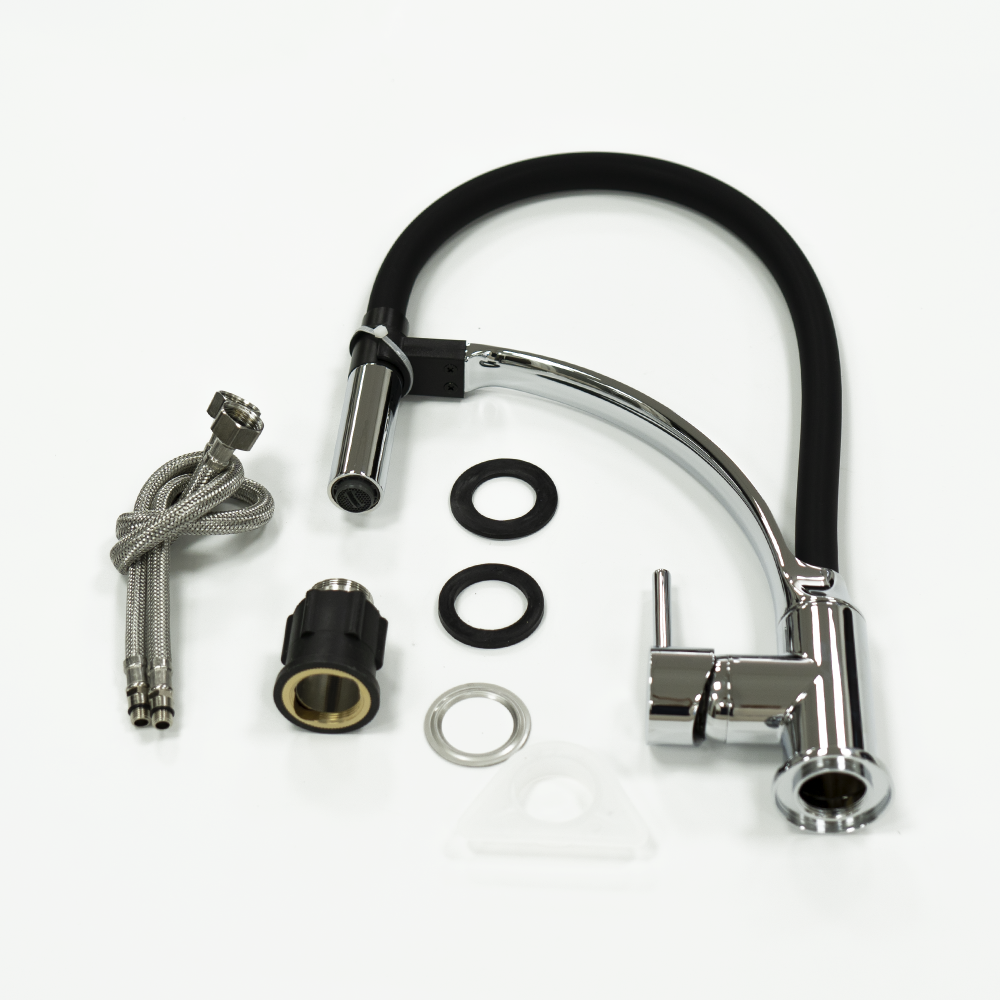 Смеситель для кухни SOUL, с гибким изливом, хром + черный, LEMARK