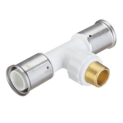 Тройник 32-3/4-32, НР ПВДФ, пресс (белый) HENCO