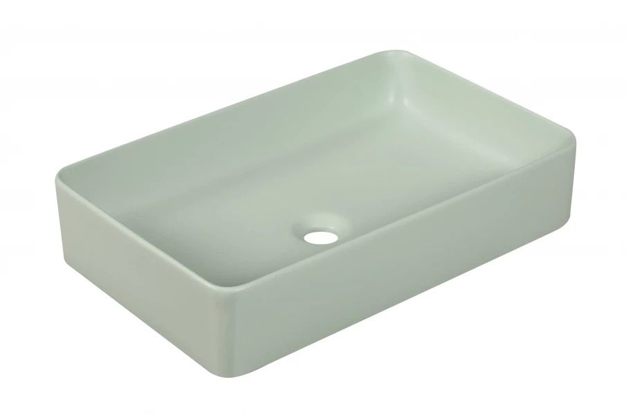 Раковина накладная прямоугольная MIEL (600*370*130),без перелива, матовый ментол, MILLEAU